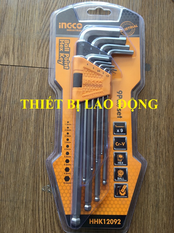 Bộ lục giác bi dài 9 chi tiết ingco hhk12092