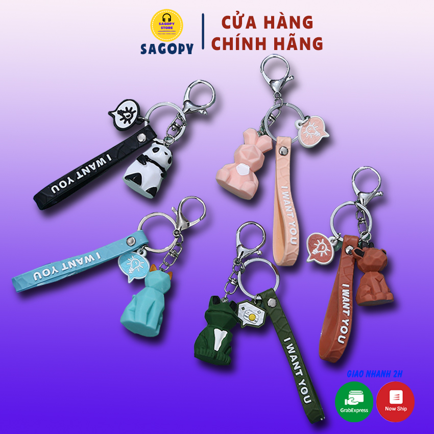 Móc khóa khủng long cute treo balo, cài túi xách tote, móc khóa đôi hình gấu bông dễ thương đa năng anime pubg giá rẻ