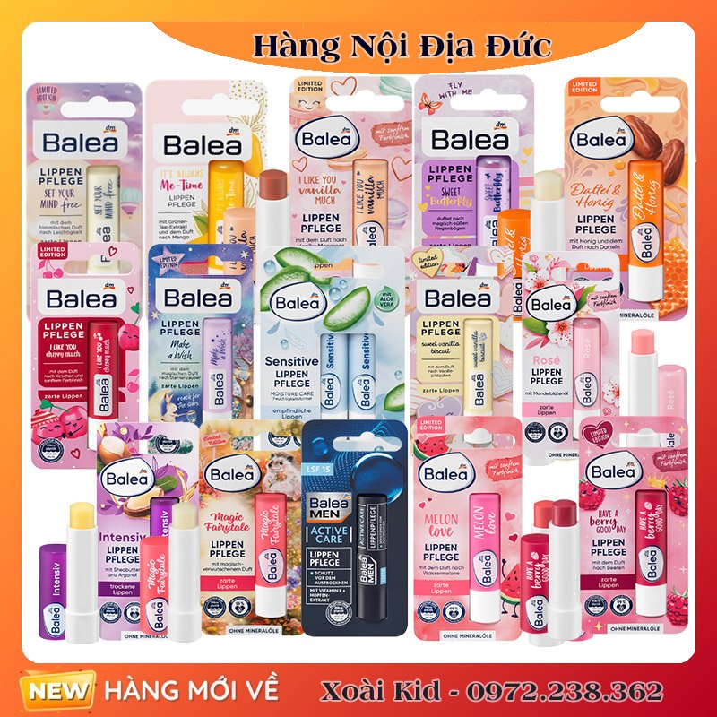 Son dưỡng môi Balea giúp môi căng bóng, mềm mịn nội địa Đức