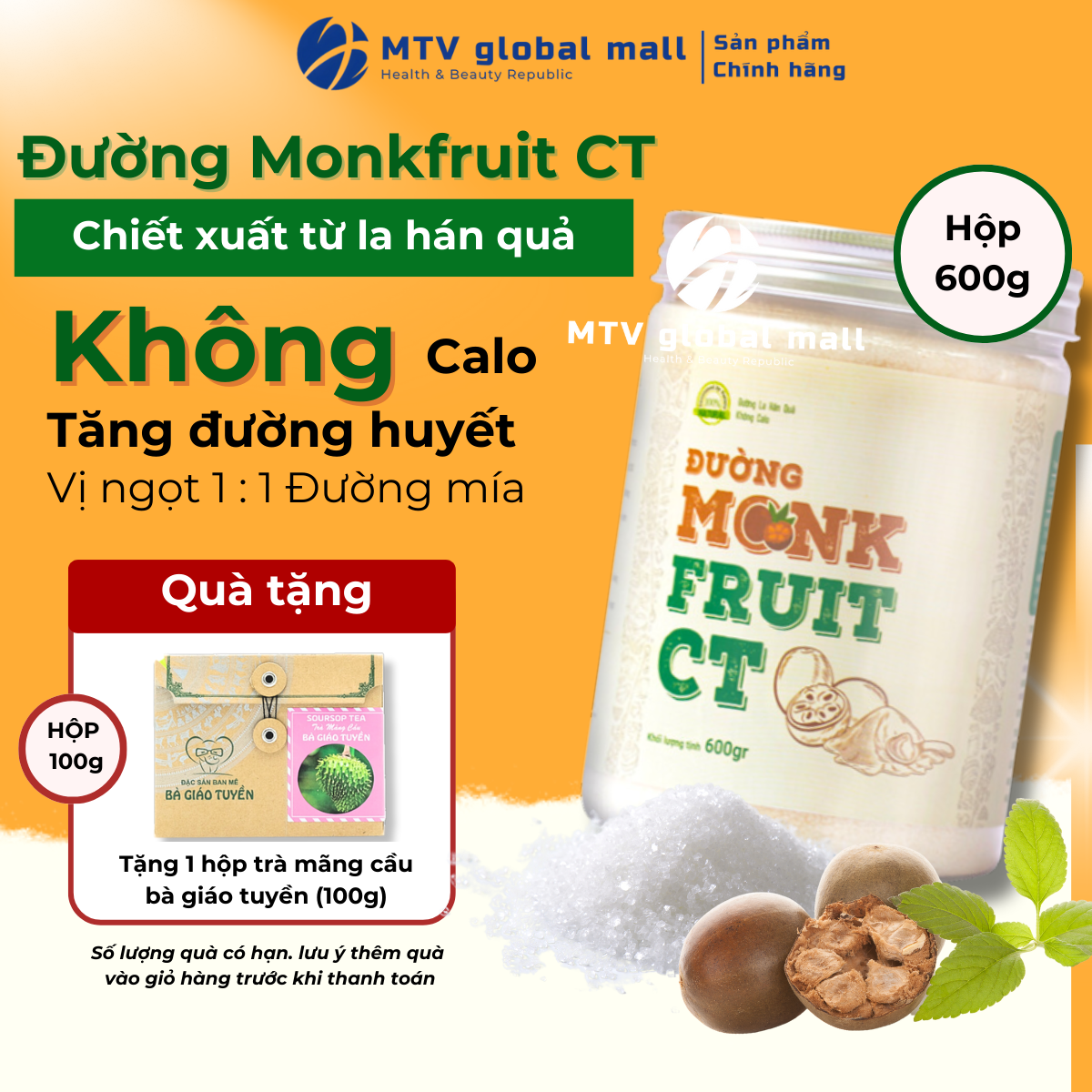 Đường Ăn Kiêng La Hán Quả Organic Hữu Cơ CT Monk Fruit - CT Pharma