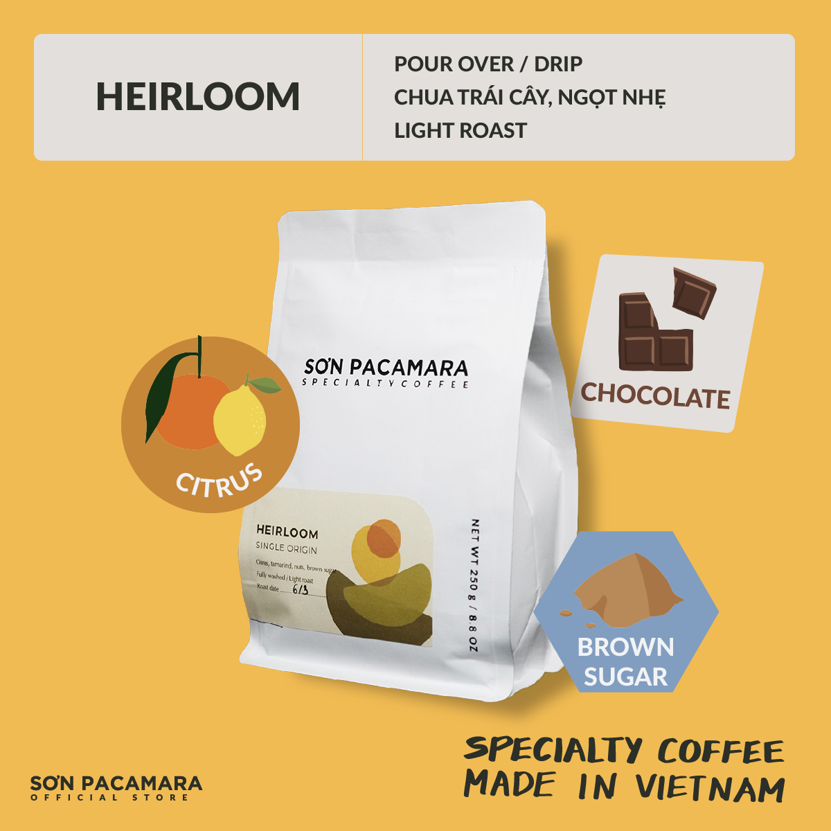Cà Phê Heirloom Từ Sơn Farm - Chua Trái Cây Ngọt Nhẹ - Phù Hợp Pour Over / Cold Brew - Rang Nhạt - Specialty Coffee Việt