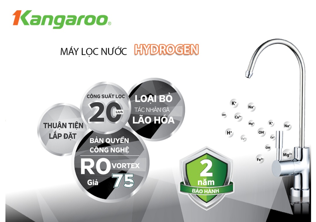 Máy lọc nước 10 lõi kangaroo kg100hg đã có vỏ tủ