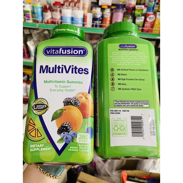 Kẹo dẻo trái cây multivitamin vitafusion 260 viên của Mỹ