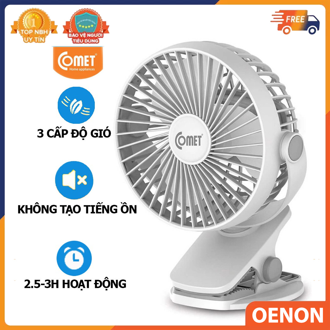 Quạt Tích Điện Dung Tích Pin 1800MAH, Quạt sạc kẹp bàn 3 cấp độ gió - Bảo Hành 12 Tháng