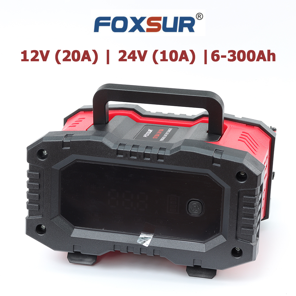 Sạc bình ắc quy 12v 24v 6ah - 300ah foxsur 20a sạc bình ô tô xe máy xe tải pin sắt lifepo4 tự ngắt