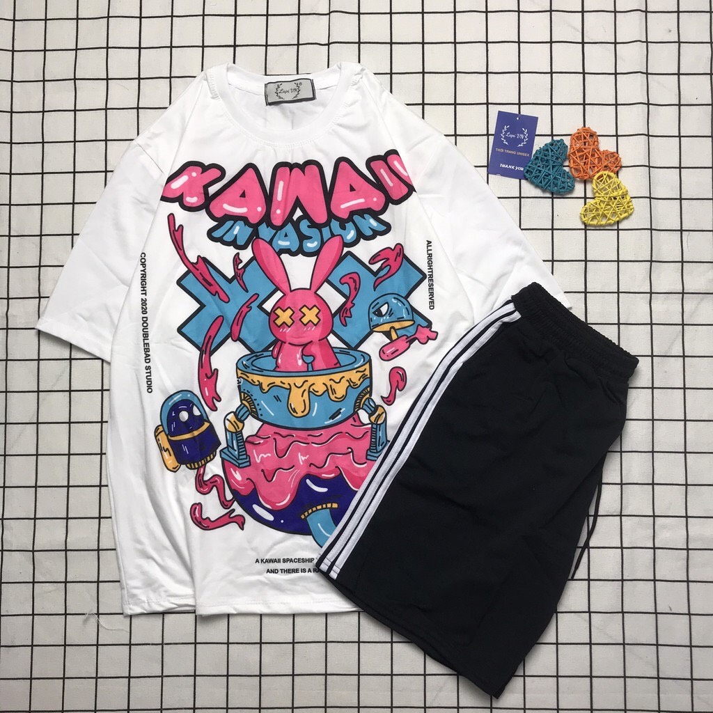 Đồ bộ đùi unisex thỏ habit siêu dễ thương đồ bộ coton đồ bộ cartoon đồ bộ hoạt hình cute ttslb0085