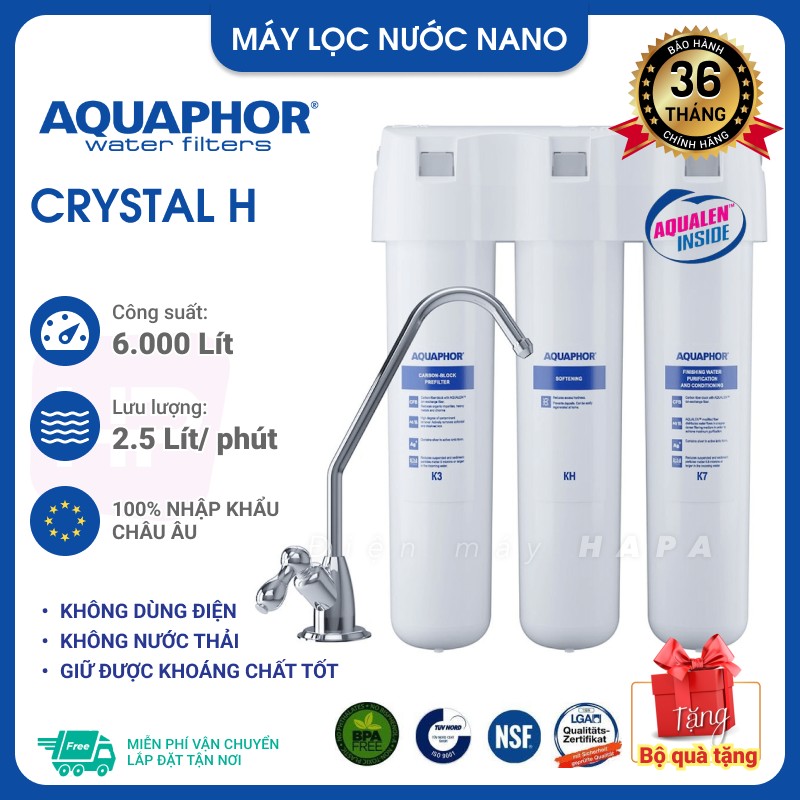Máy Lọc Nước Uống Aquaphor CRYSTAL H - Nano Aqualen, Không dùng điện