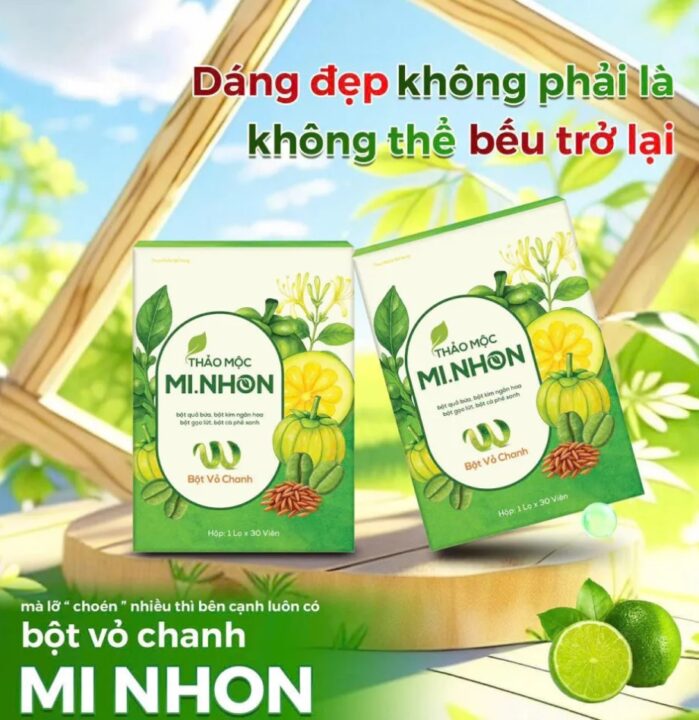  Giảm Cân Thảo Mộc Mi Nhon  Hộp 30 Viên  -  Tiến Hạnh VIP X2 Mẫu Mới 