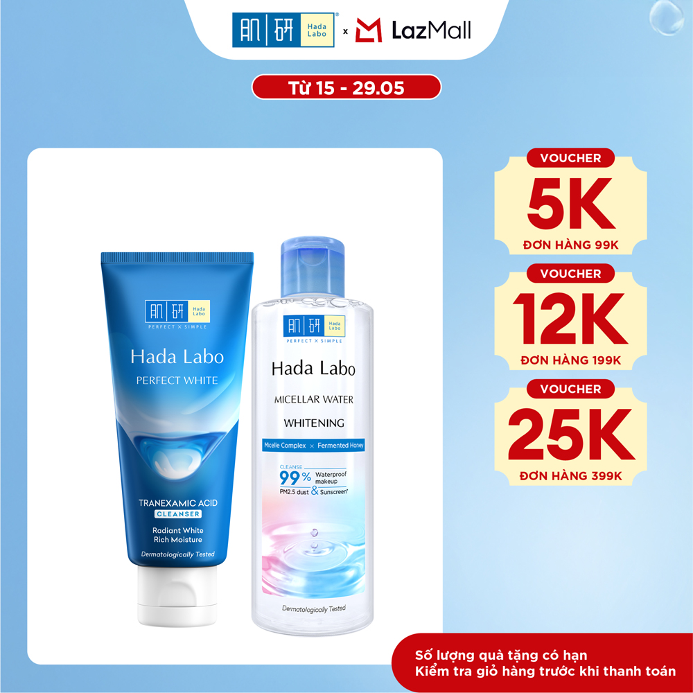 [VB] Bộ đôi Nước tẩy trang  sữa rửa mặt sạch sâu dưỡng trắng tối ưu Hada Labo