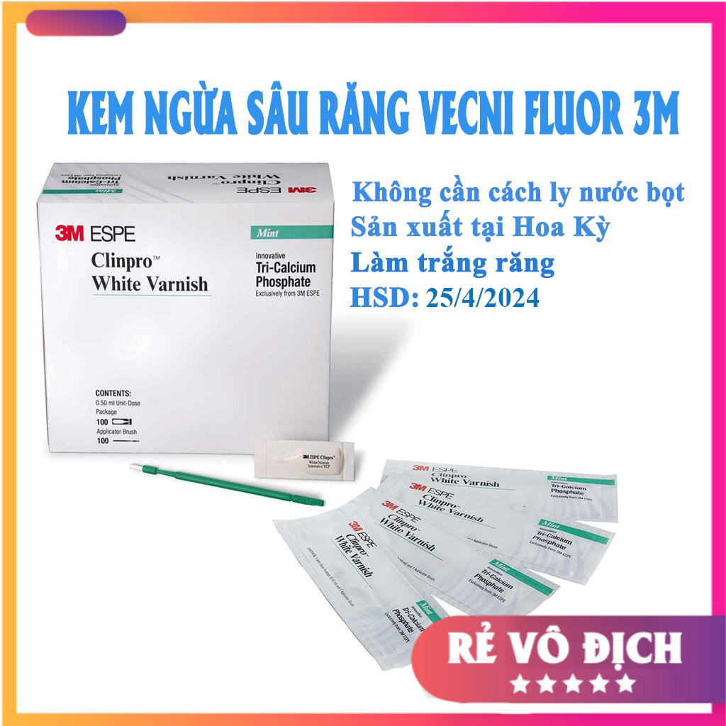 LOẠI CAO CẤP] VECNI FLOUR 3M  Ngừa sâu răng, làm trắng răng vị bạc hà [KHÔNG CẦN CÁCH LI NƯỚC BỌT]