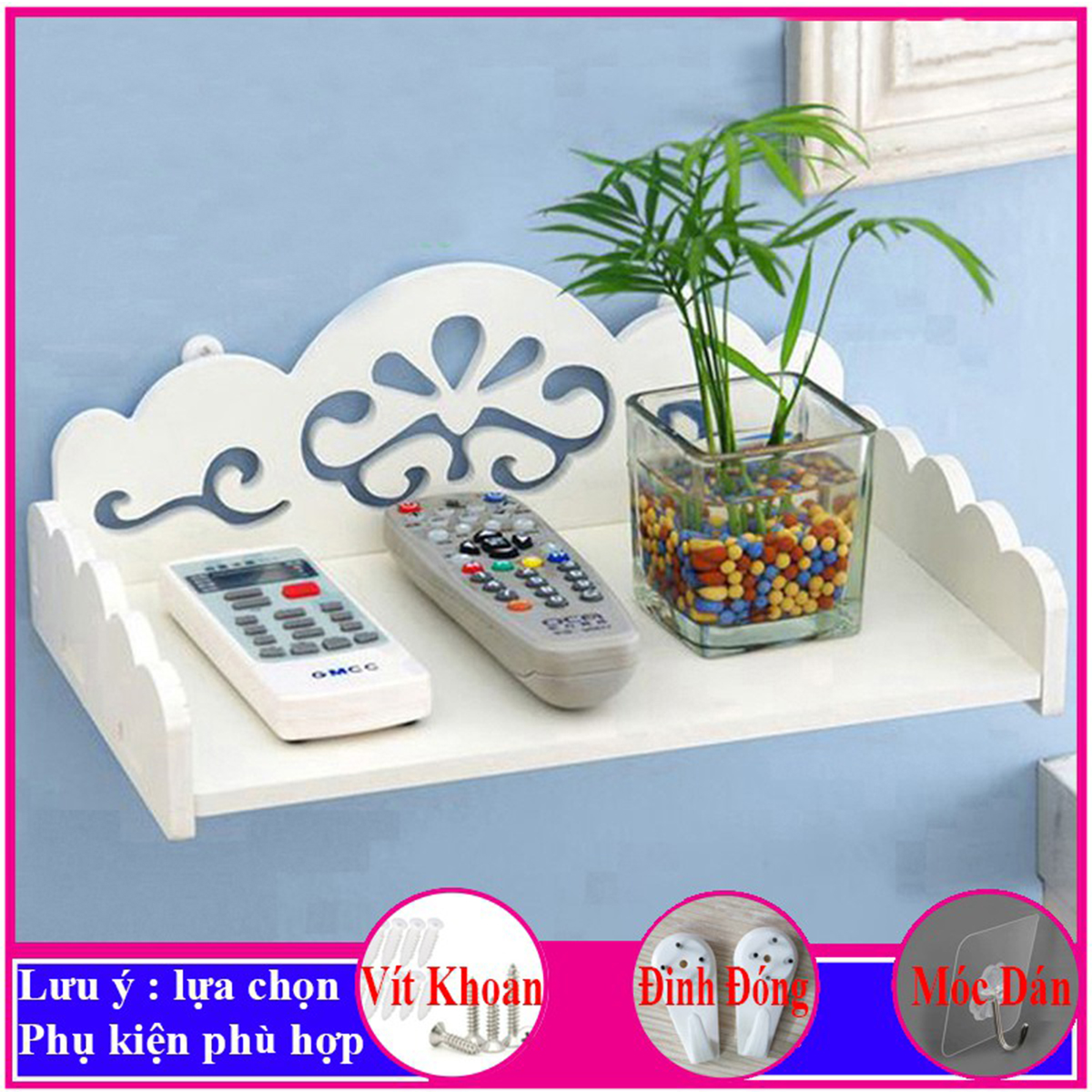 Kệ wifi treo tường trang trí không cần khoan chất liệu gỗ nhựa cao cấp, chống nước tuyệt đối