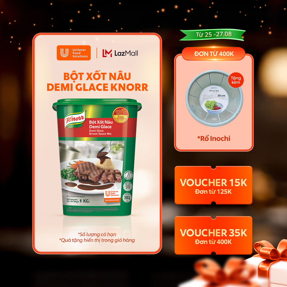 Xốt Nâu Demi Glace Knorr Professional 1kg - Chuyên Dùng Cho Nấu Ăn