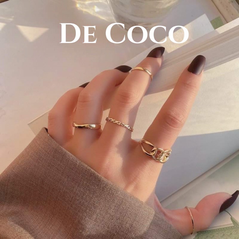 Set nhẫn nữ 5 chiếc basic màu vàng Gold De Coco decoco.accessories