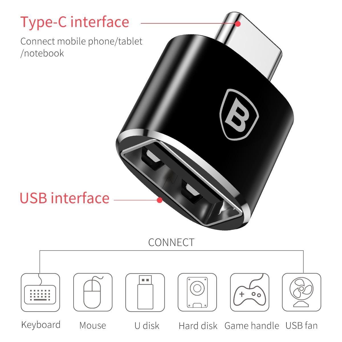 Cáp chuyển type c đa năng sang 4 usb 3.0 hãng baseus cho iphone samsung xiaomi huawei otg