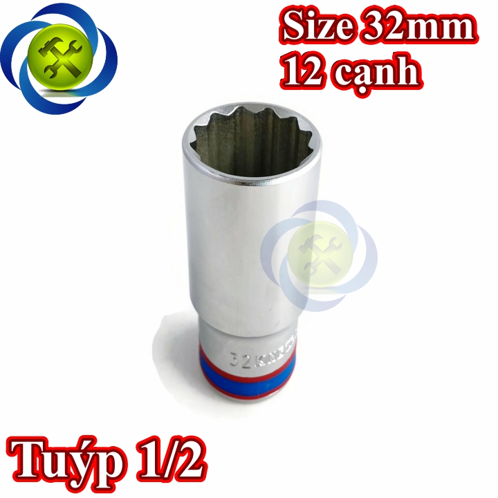 Tuýp 32mm 1/2 kingtony 423032m loại dài 12 cạnh màu trắng