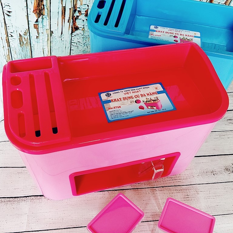 Kệ đựng gia vị và đồ bếp Việt Nhật - hộp để gia vị - Kệ Đựng Gia Vị Kèm 3 Hũ Thông Minh Chất Liệu Nhựa PP An Toàn, Làm Đẹp Không Gian Nhà BếP