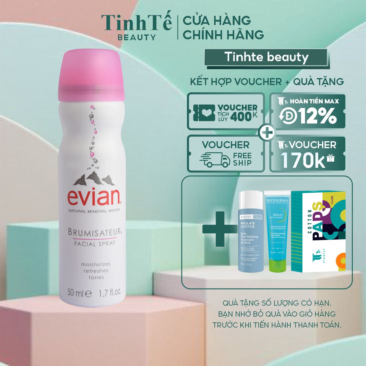 Xịt khoáng cấp ẩm và làm dịu da evian® Facial Spray 50ml