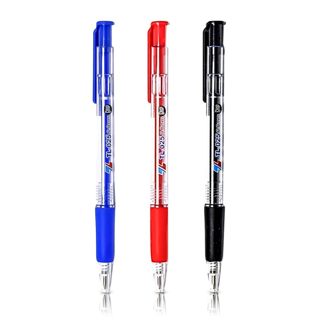 Bút viết bi bấm mực khô thiên long tl-025 / tl025 ngòi 0.8mm mực xanh / đỏ / đen