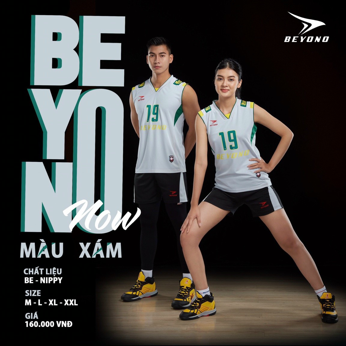 Bộ bóng chuyền beyono chính hãng sát nách Beynono trắng 2023