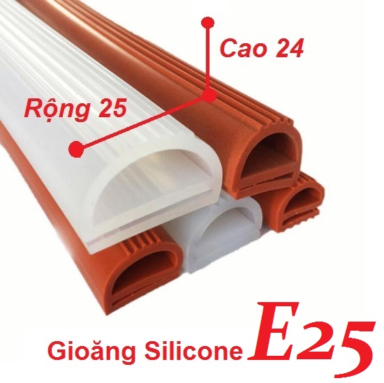 Gioăng/Ron/Dây silicone E25, đáy rộng 25mm, chịu nhiệt, dầu, hóa chất