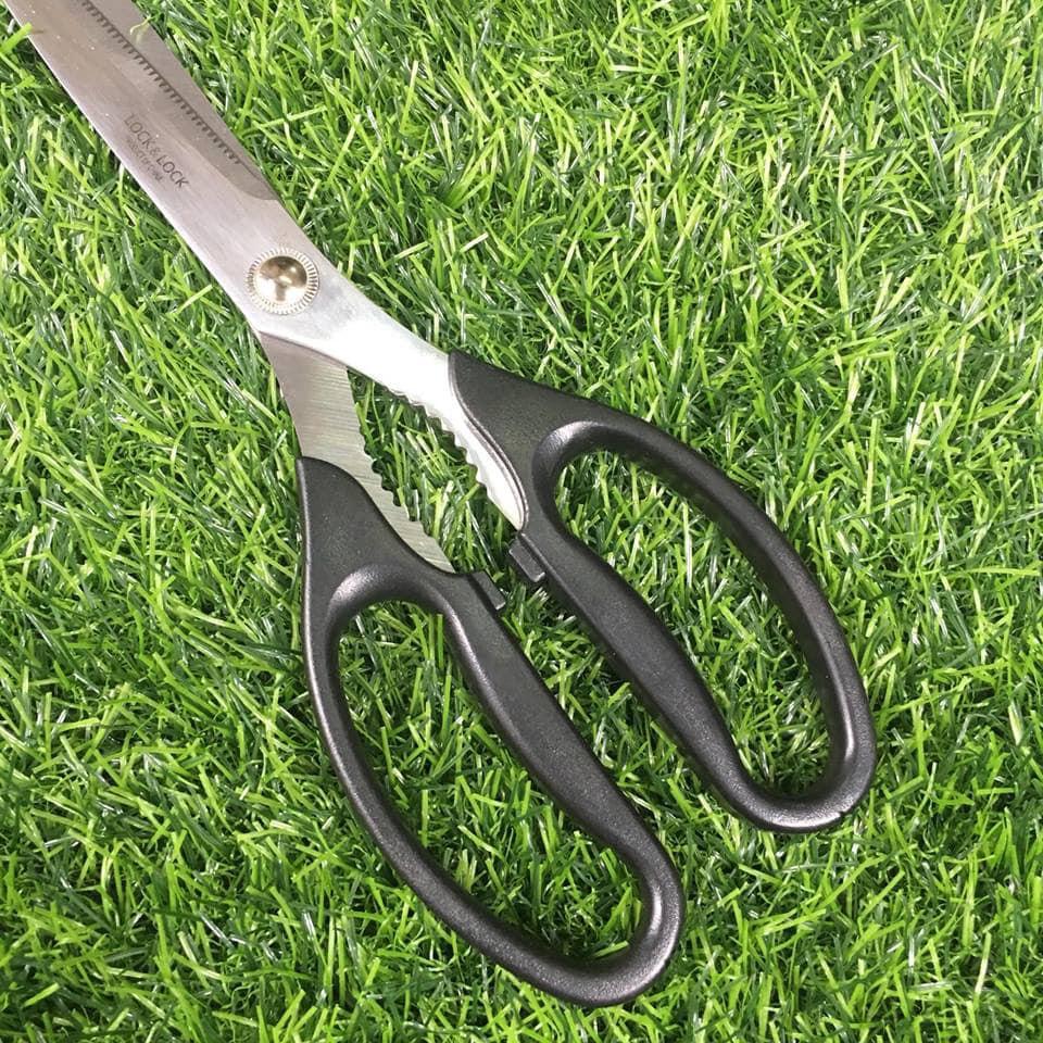 F00096 - kéo cắt thịt nướng lock&lock 25cm - màu đen