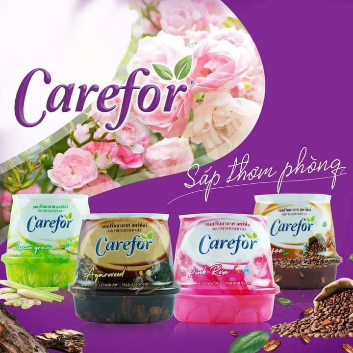 Combo 2 Sáp thơm khử mùi Carefor phòng ngủ, vệ sinh, toilet, tủ quần áo, xe oto, tủ giày hương Hoa hồng/Sả Chanh/Cafe/Quế hộp 230gr