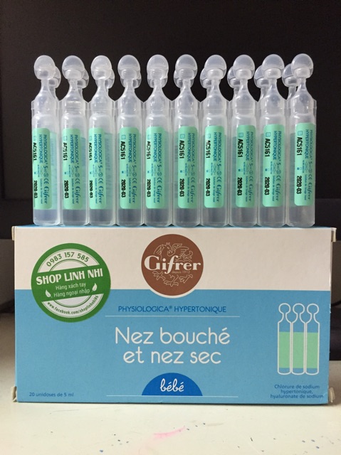 Nước muối kháng viêm giffrer tép xanh - hỗ trợ nghẹt mũi - nội địa pháp