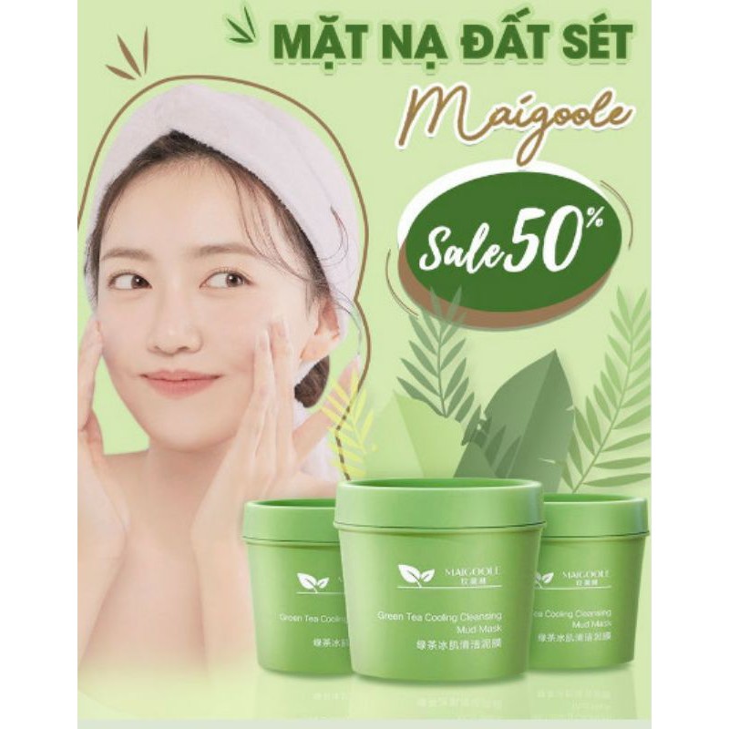 [SIÊU PHẨM] Mặt Nạ Bùn Đất Sét Trà Xanh MAIGOOLE, Dưỡng Ẩm Da, Loại Bỏ Mụn Đầu Đen, Mụn Ẩn nhân đôi khả năng làm sạch và ngăn cản sự hình thành mụn-