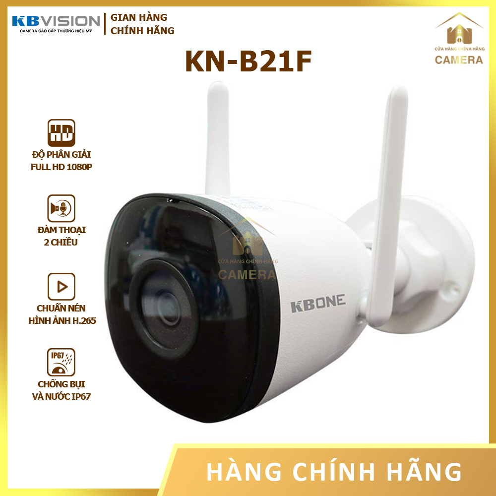 Camera ip wifi kbone 2mp kn-b21f full hd 1080 - hồng ngoại ban đêm - phát hiện thông minh - cửa hàng camera chính hãng