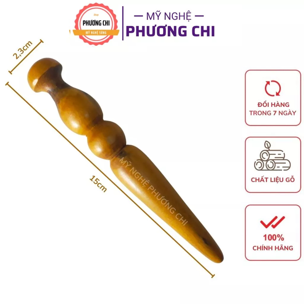 Cây dùi day ấn huyệt bằng gỗ thơm dài 15cm, Dụng cụ day ấn huyệt giúp lưu thông khí huyết - Mỹ Nghệ Phương Chi