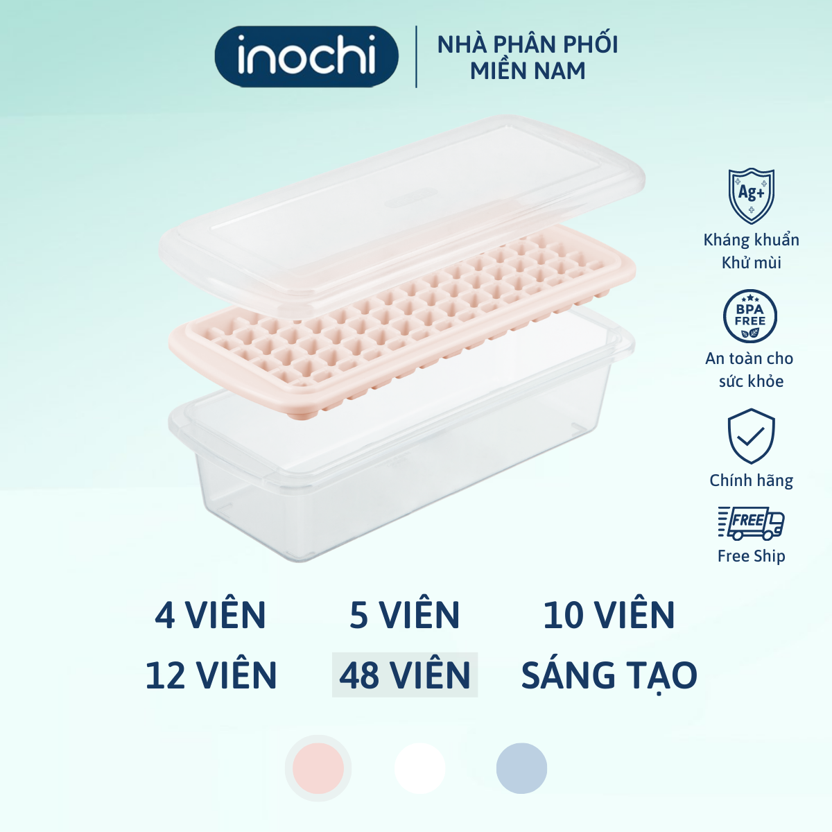 Khay đá thanh Kari 10 viên an toàn cho sức khỏe, khay làm đá tiện dụng