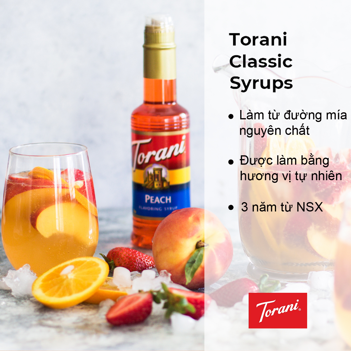 Torani classic siro pha chế vị đào peach syrup 375ml mỹ