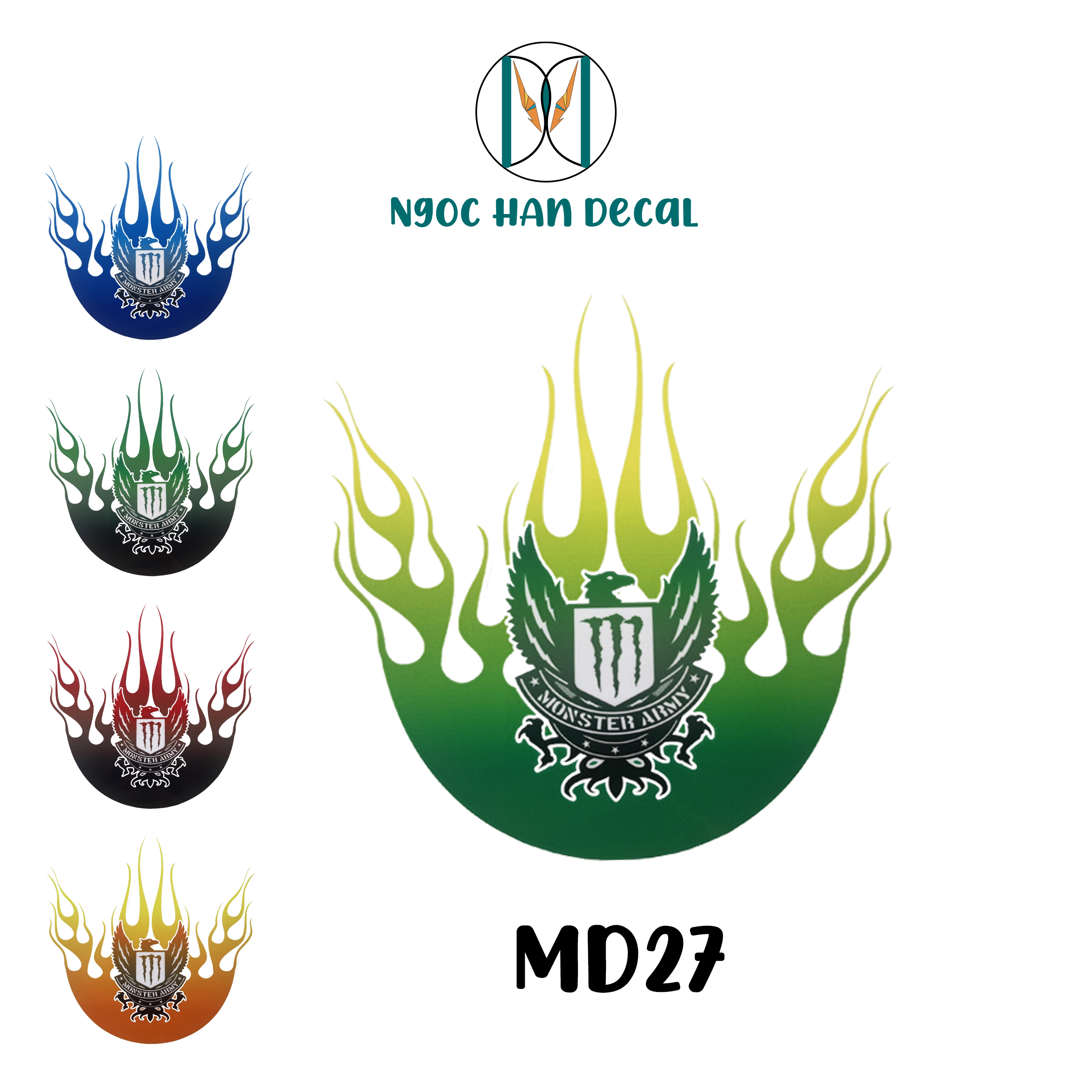 Tem dán mỏ dè trước sau xe máy chim ưng - md27