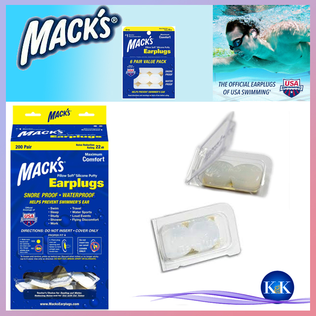 ❧K&K☙ Một đôi nút bịt tai chống ồn, chống nước khi đi bơi bằng silicon MACK'S