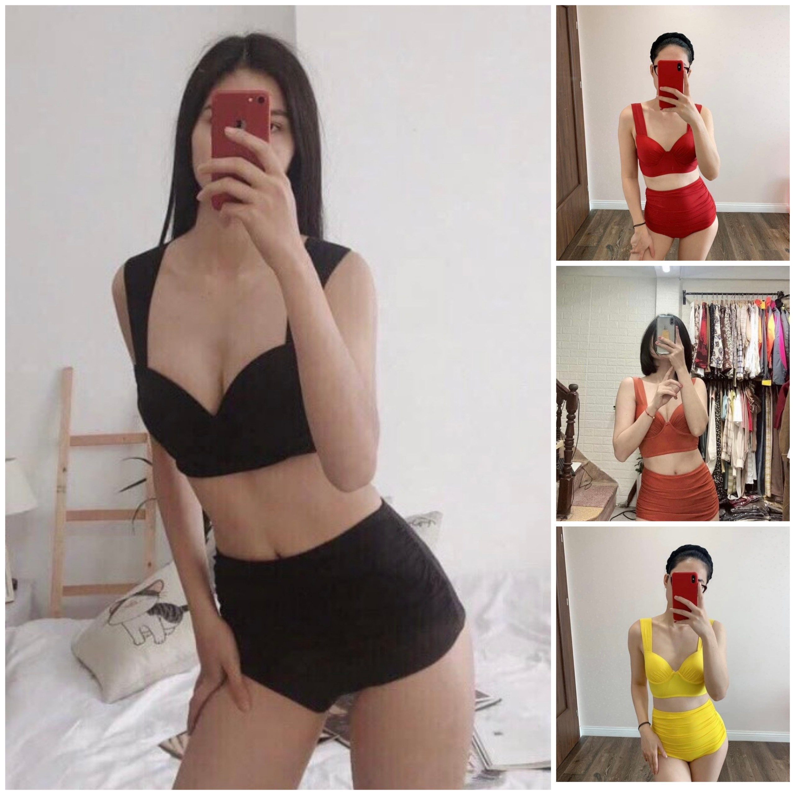Đồ bơi 2 mảnh lưng cao phối áo độn ngực tôn dáng đi biển đi bơi bikini sài gòn