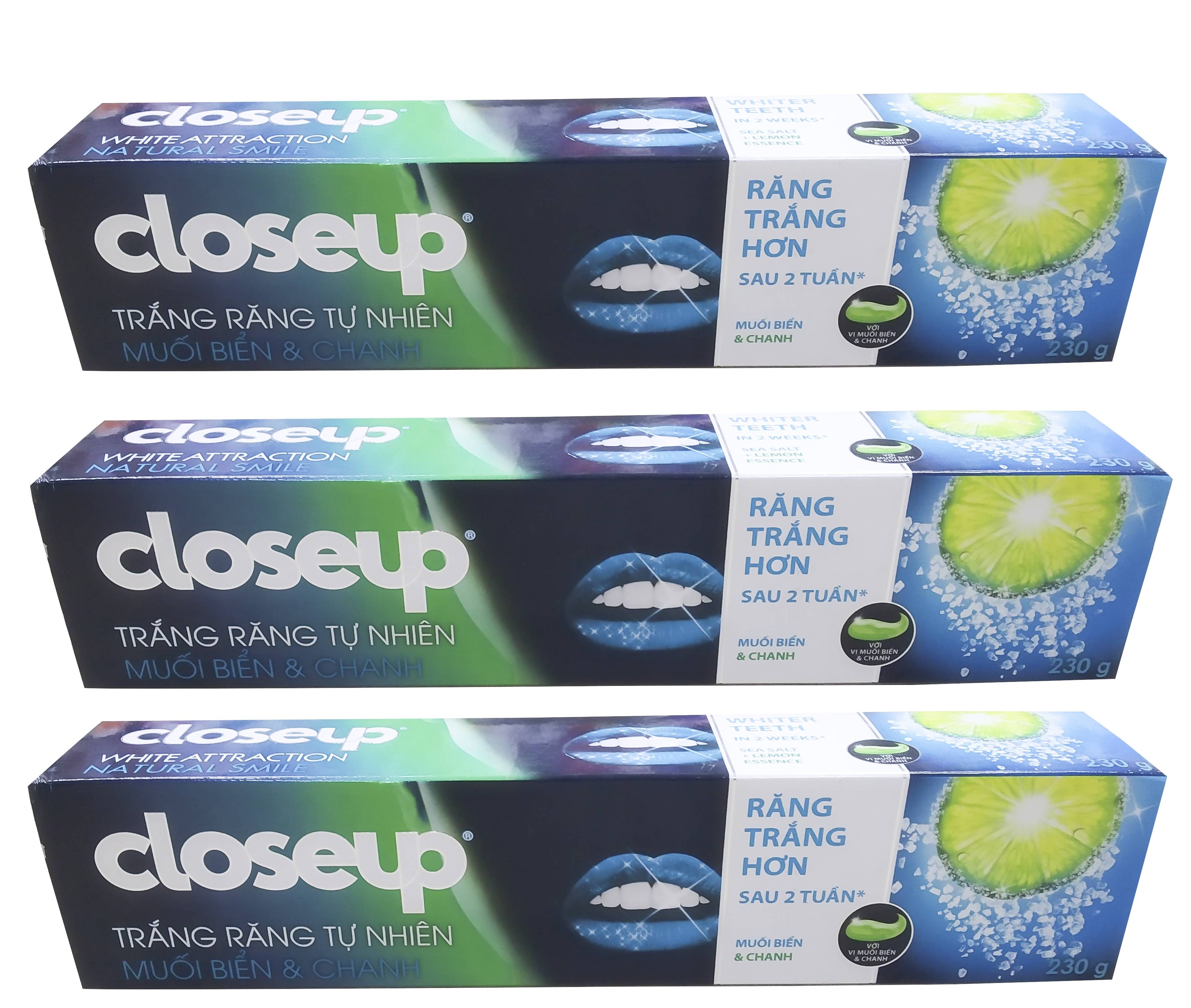 Ba kem đánh răng Close Up Trắng Răng Muối Biển & Chanh 180g