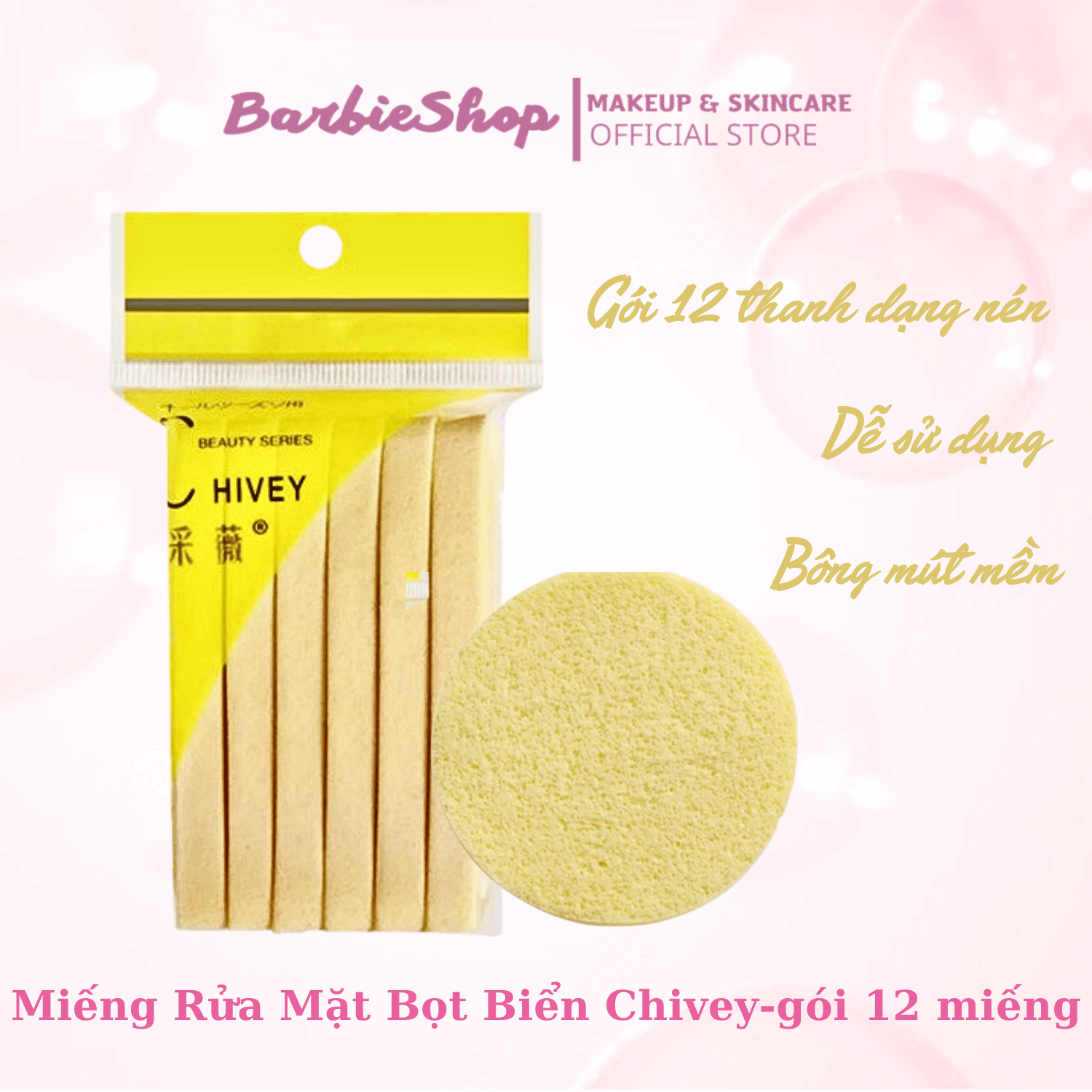 Miếng bọt biển rửa mặt chivey nhật bản 12 miếng
