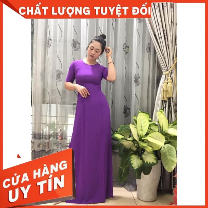 Áo Dài Lụa Tây Thi Cao Cấp Cổ Tròn Tết