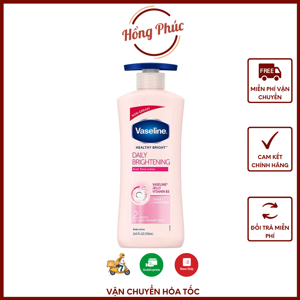 Sữa dưỡng thể trắng da toàn thân Vaseline Daily Lightening 725ml