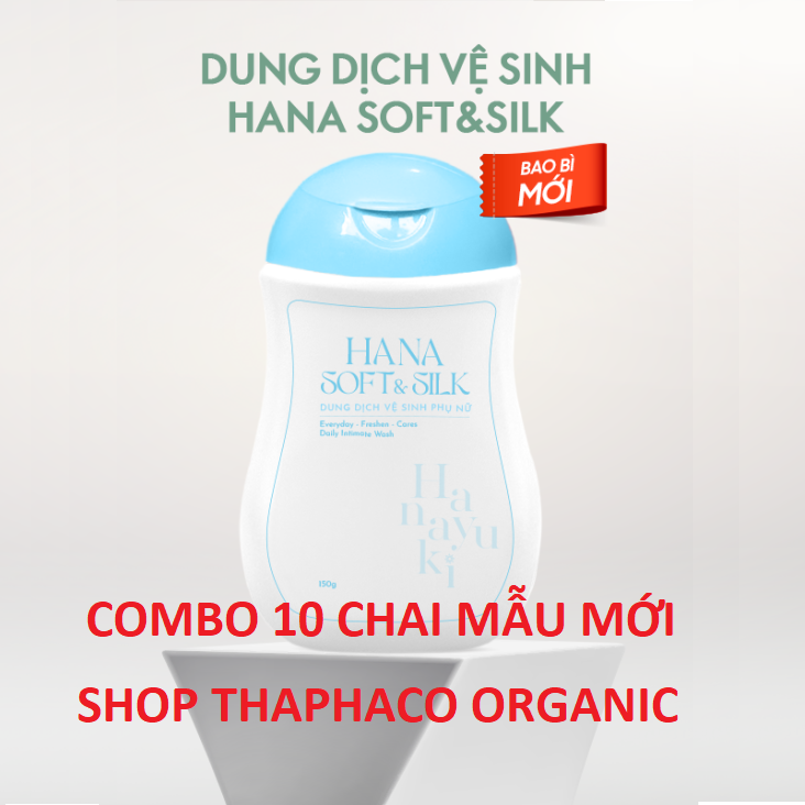 Combo 10 dung dịch vệ sinh phụ nữ hanayuki màu xanh - hana soft silk - vb soft silk