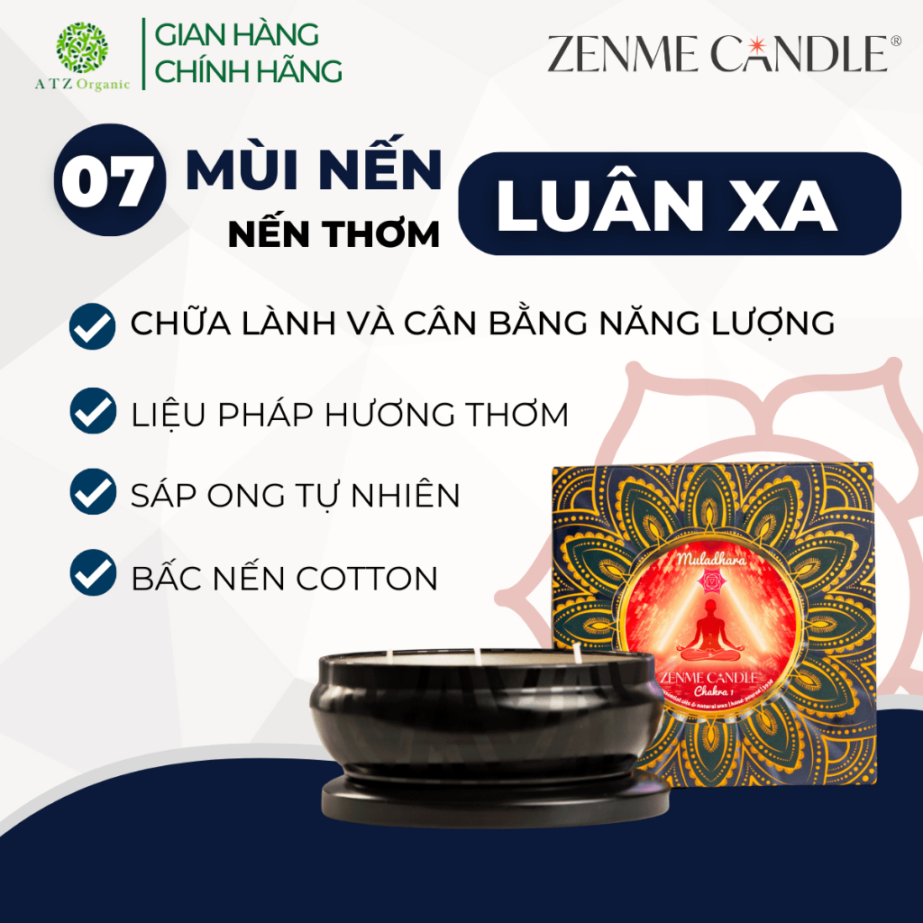 Nến thơm luân xa 5- thư giãn, an thần, khai mở luân xa 5