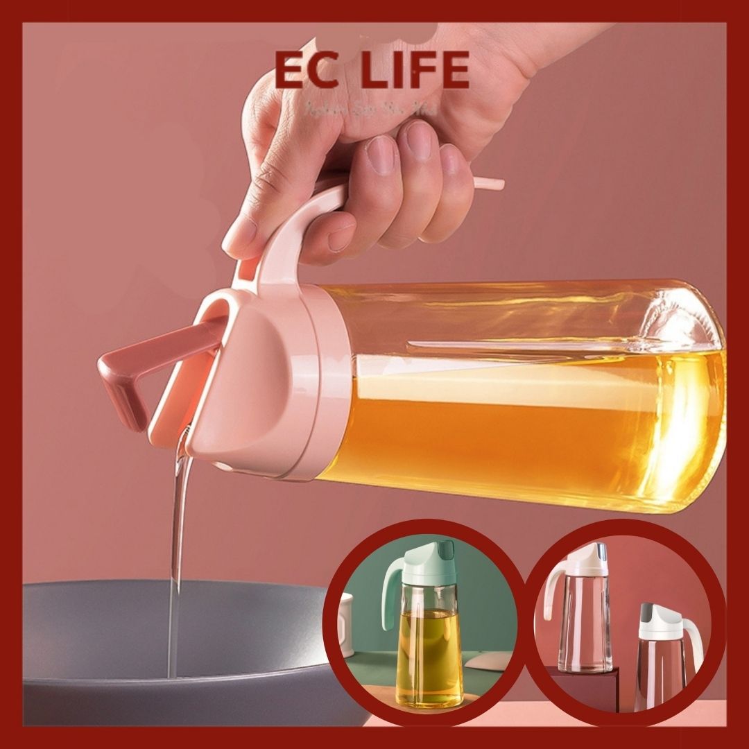 Chai đựng dầu ăn, bình đựng dầu ăn bằng thủy tinh tự động mở nắp thông minh cao cấp dung tích 630ml