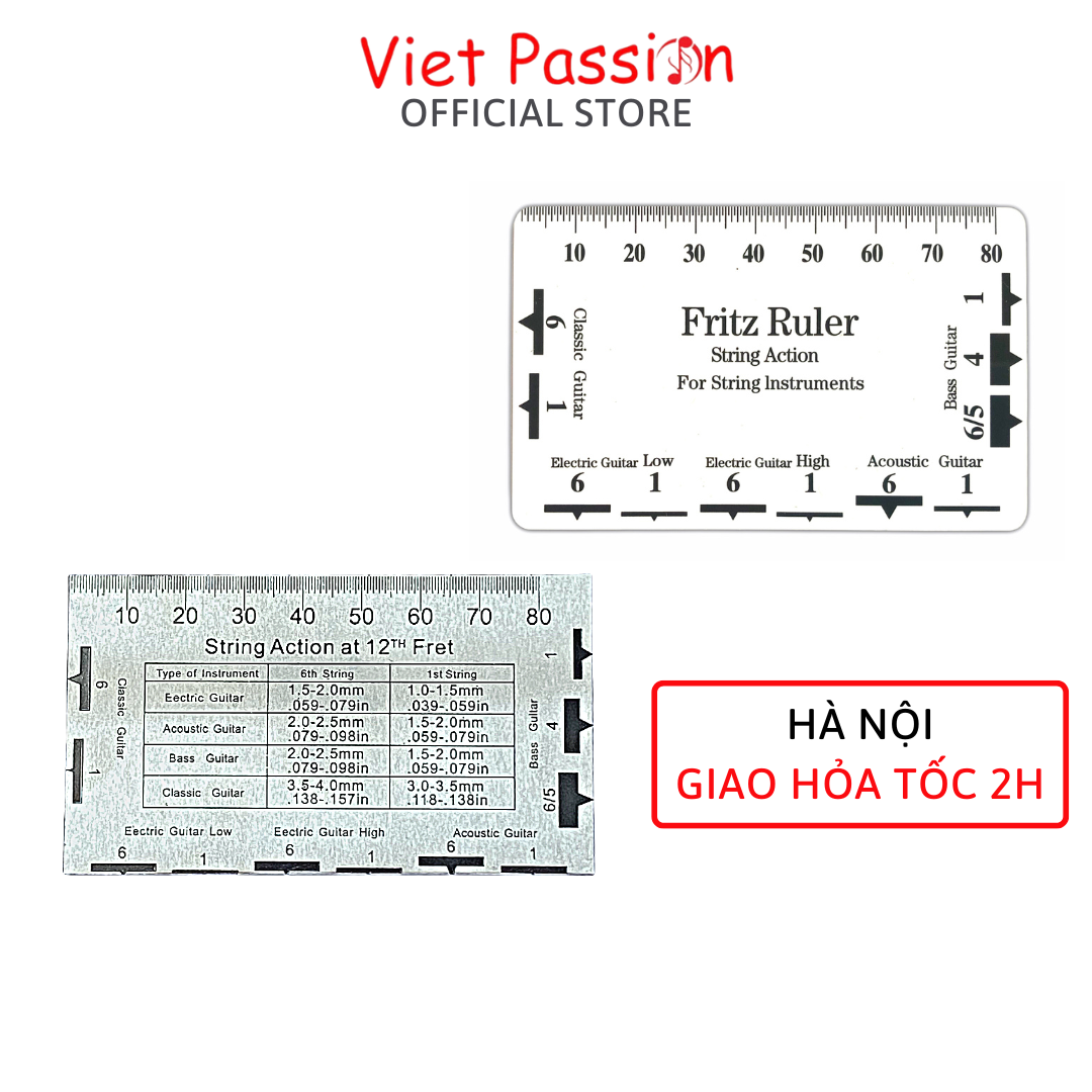 Thước đo cao độ dây đàn guitar acoustic classic elictric String Action Ruler sử dụng cho tất cả đàn ghi ta Viet Passion