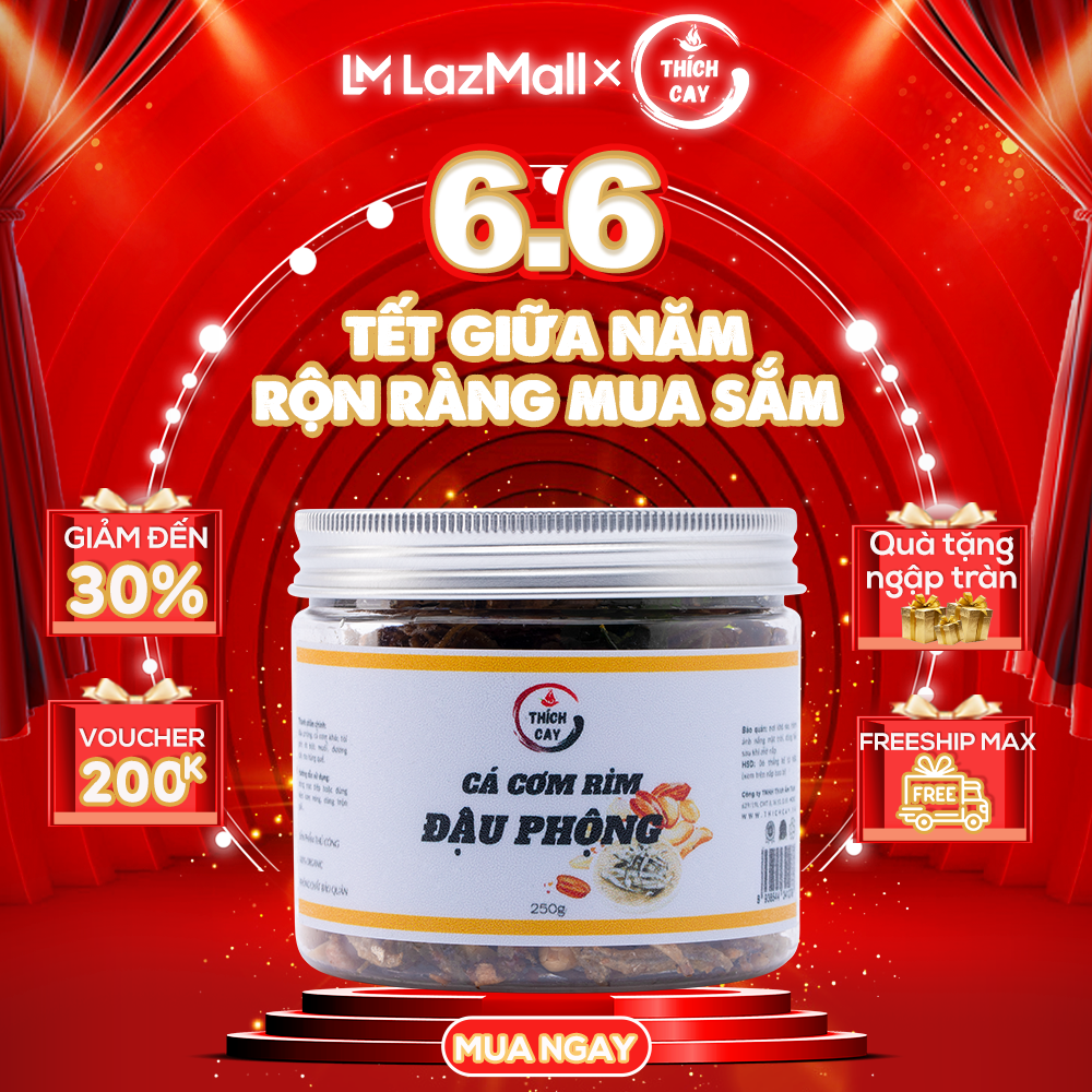 Cá cơm rim đậu phộng Thích Cay, dùng ăn với cơm, ăn vặt tiện lợi hủ 250g