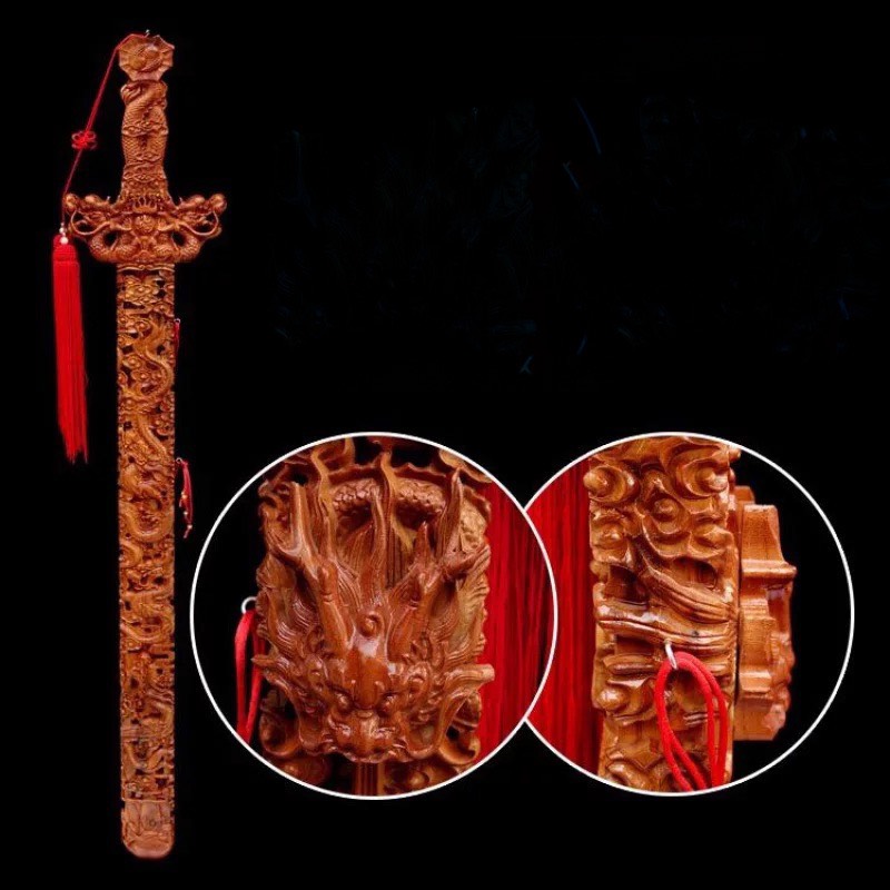 [HCM]KIẾM GỖ ĐÀO PHONG THUỶ TRẤN TRẠCH  CHIÊU TÀI DÀI 80 cm