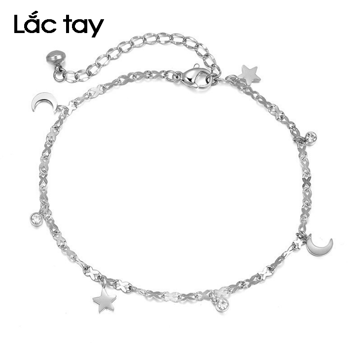[HCM]Lắc Tay Titan  Lắc Chân Titanium Trăng Sao TA132 phong cách hiện đại và trẻ trung Không Đen Không Rỉ Sét Vĩnh Viễn