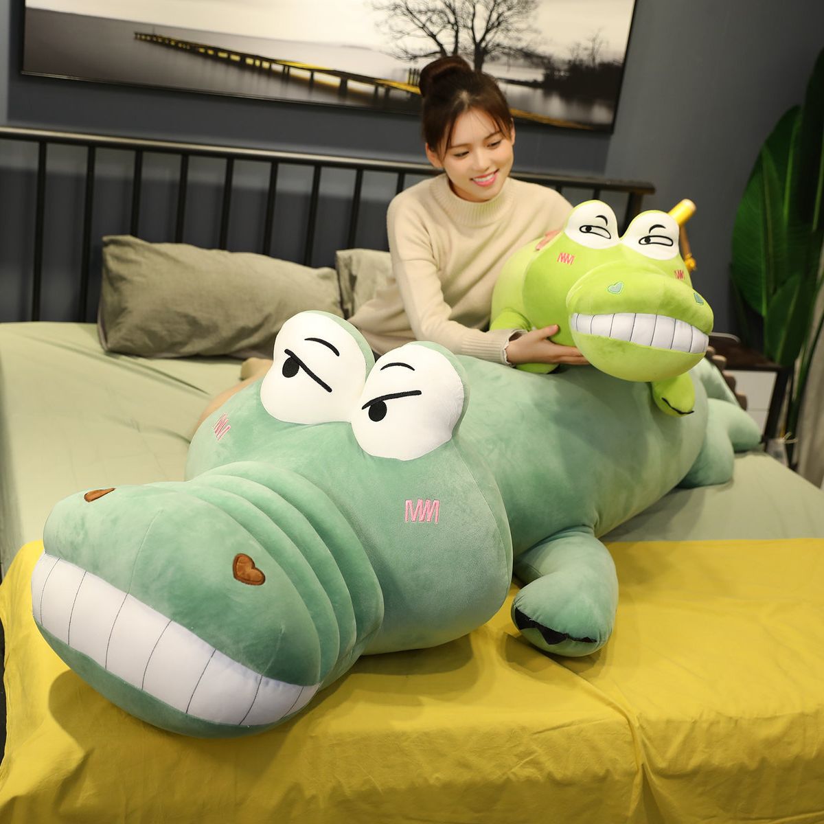 Gấu bông cá sấu mắt lồi 1m-1m6 Dễ Thương, Thú Nhồi Bông cá sấu khổng lồ Cute Cao Cấp