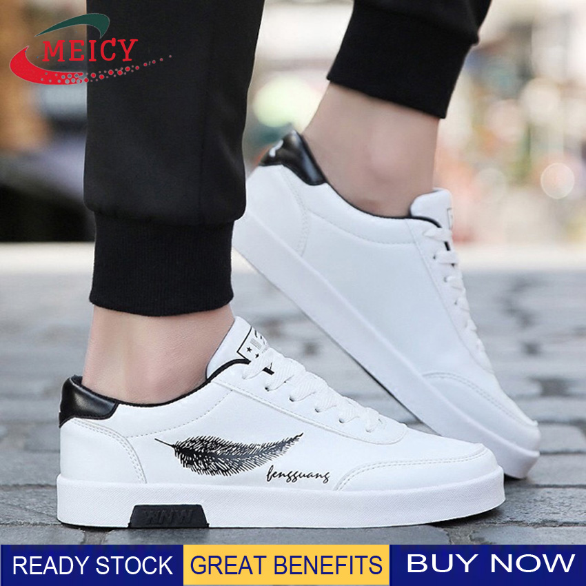 Giày sneaker nam thời trang MEICY, giày thể thao nam nổi bật với họa tiết lông vũ tuyệt đẹp, giày đẹp màu trắng cho mùa đông năm nay - GTT099