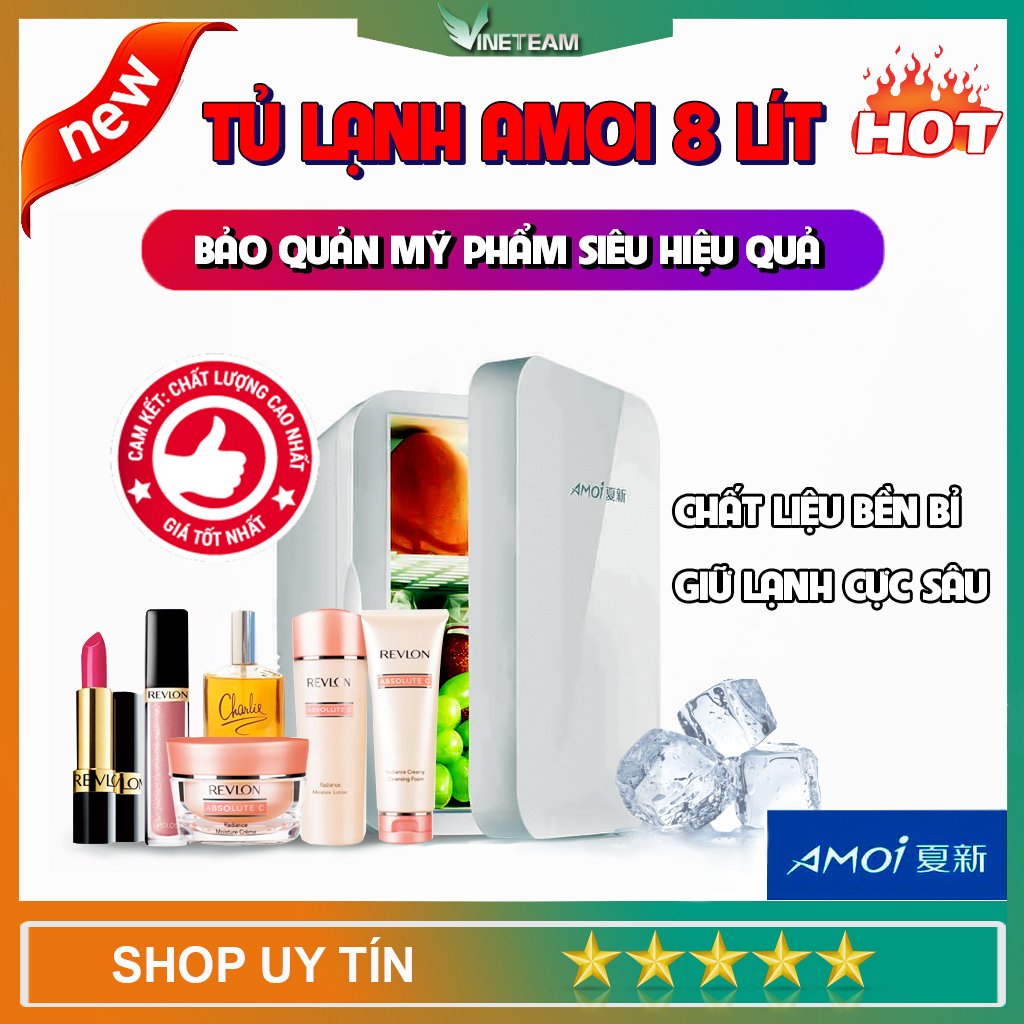 Tủ lạnh mini cao cấp chuyên dùng cho ô tô, xe hơi, gia đình thương hiệu Amoi 8L