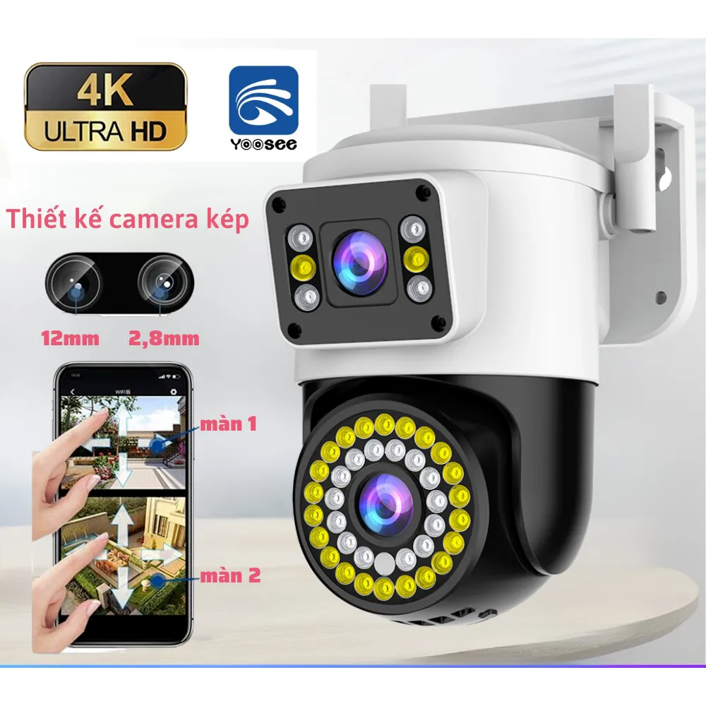 Camera YooSee Ngoài Trời 2 mắt XEM 2 GÓC CÙNG LÚC - Chuẩn 4.0Mpx Siêu Nét Góc Rộng